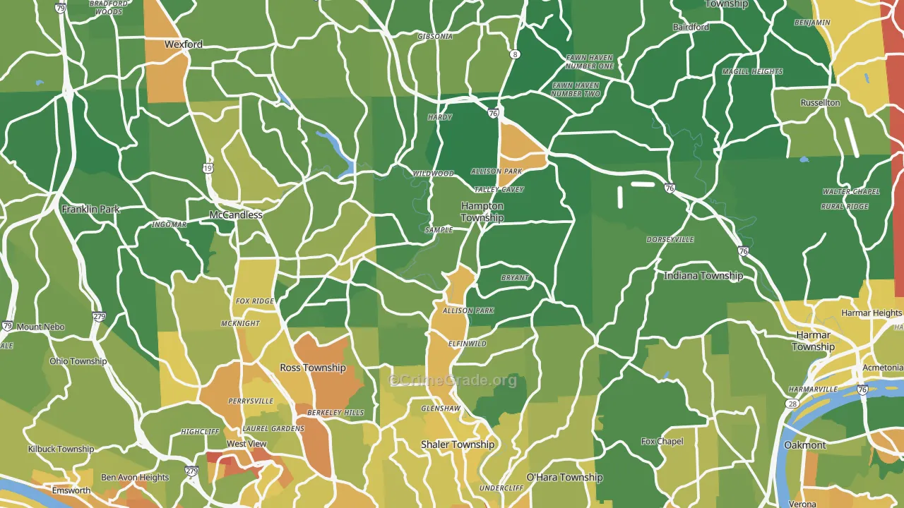 Allison Park, PA Map of Vandalism Rates