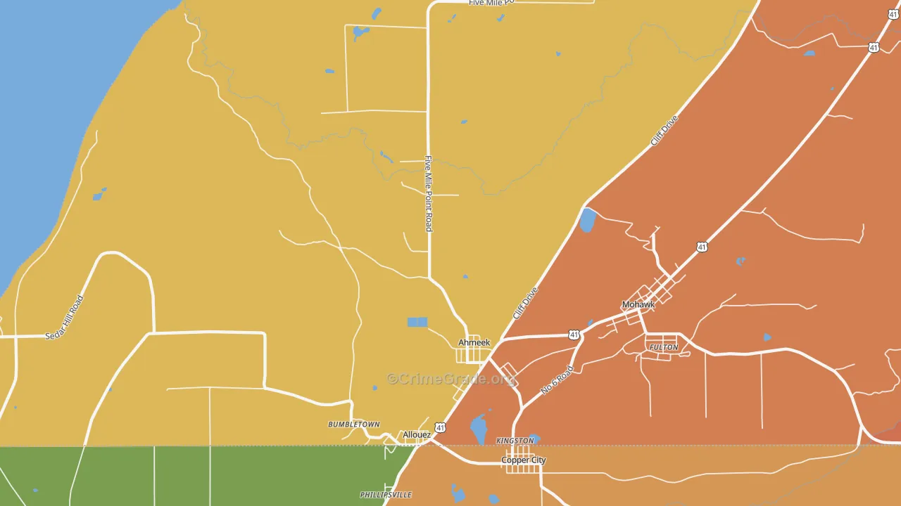 Allouez, MI Map of Vandalism Rates
