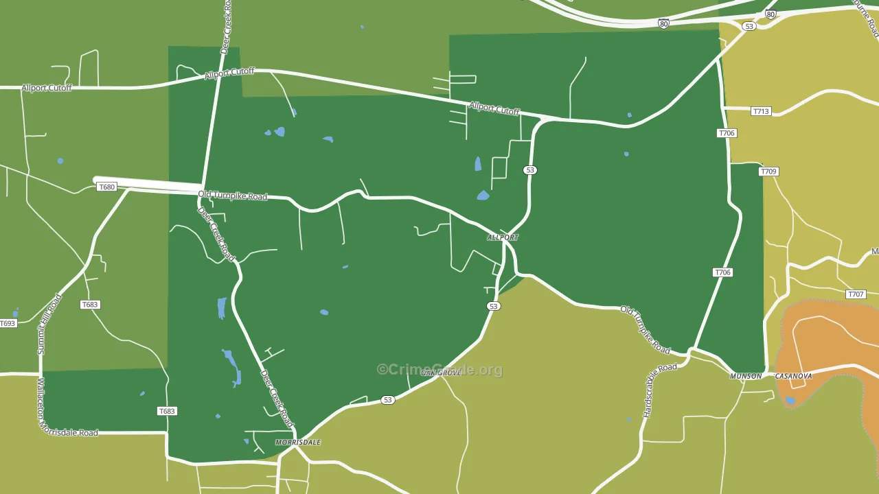 Allport, PA Map of Vandalism Rates