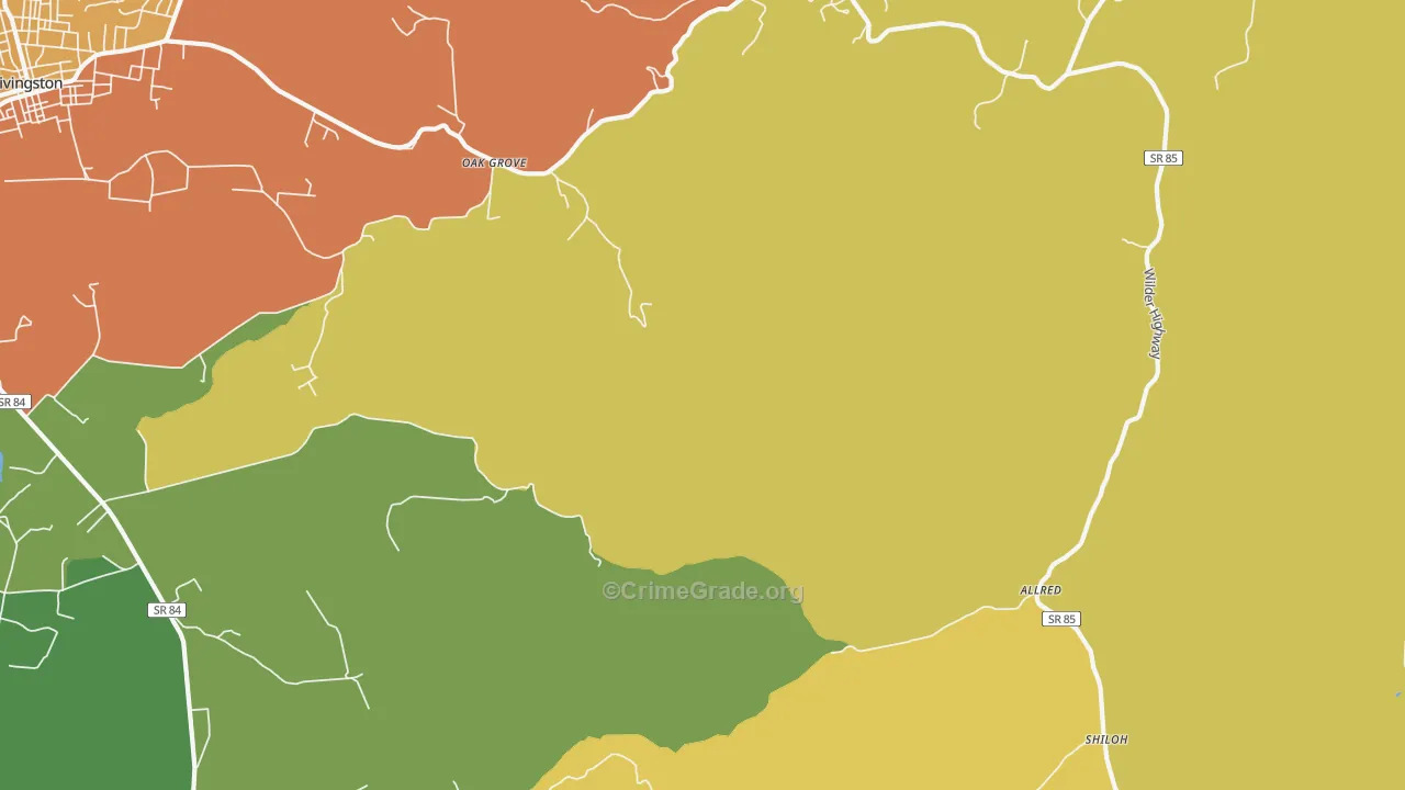 Allred, TN Map of Vandalism Rates