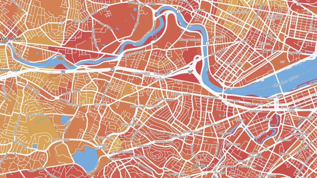 Allston, MA Map of Vandalism Rates
