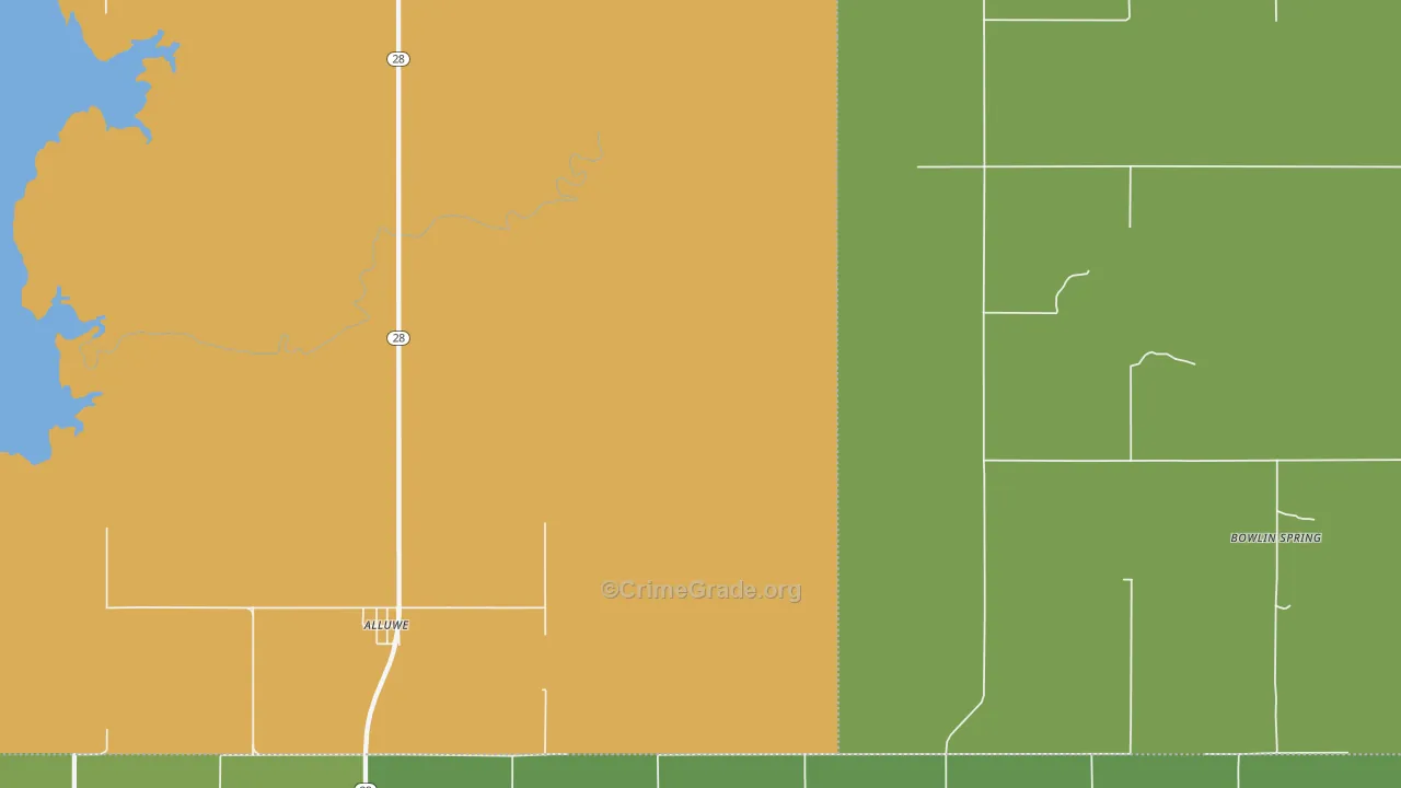 Alluwe, OK Map of Vandalism Rates