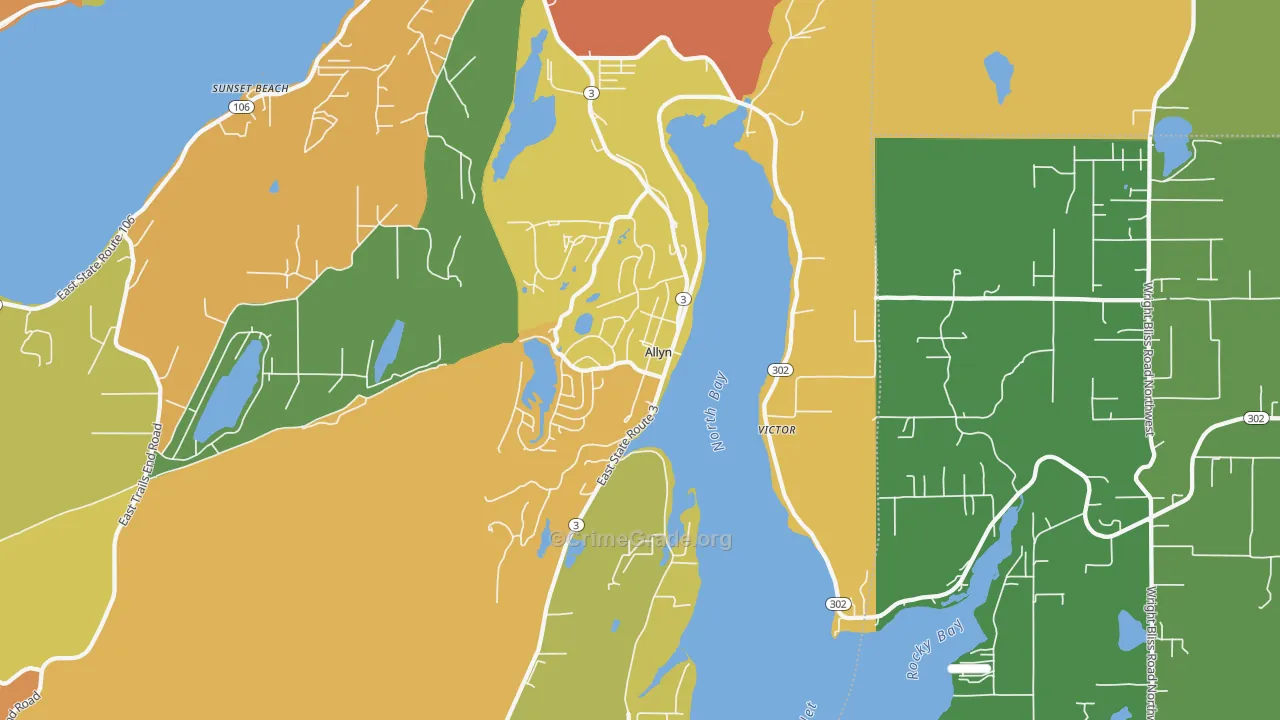 Allyn, WA Map of Vandalism Rates