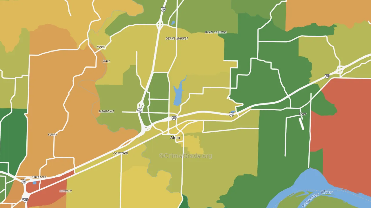 Alma, AR Map of Vandalism Rates