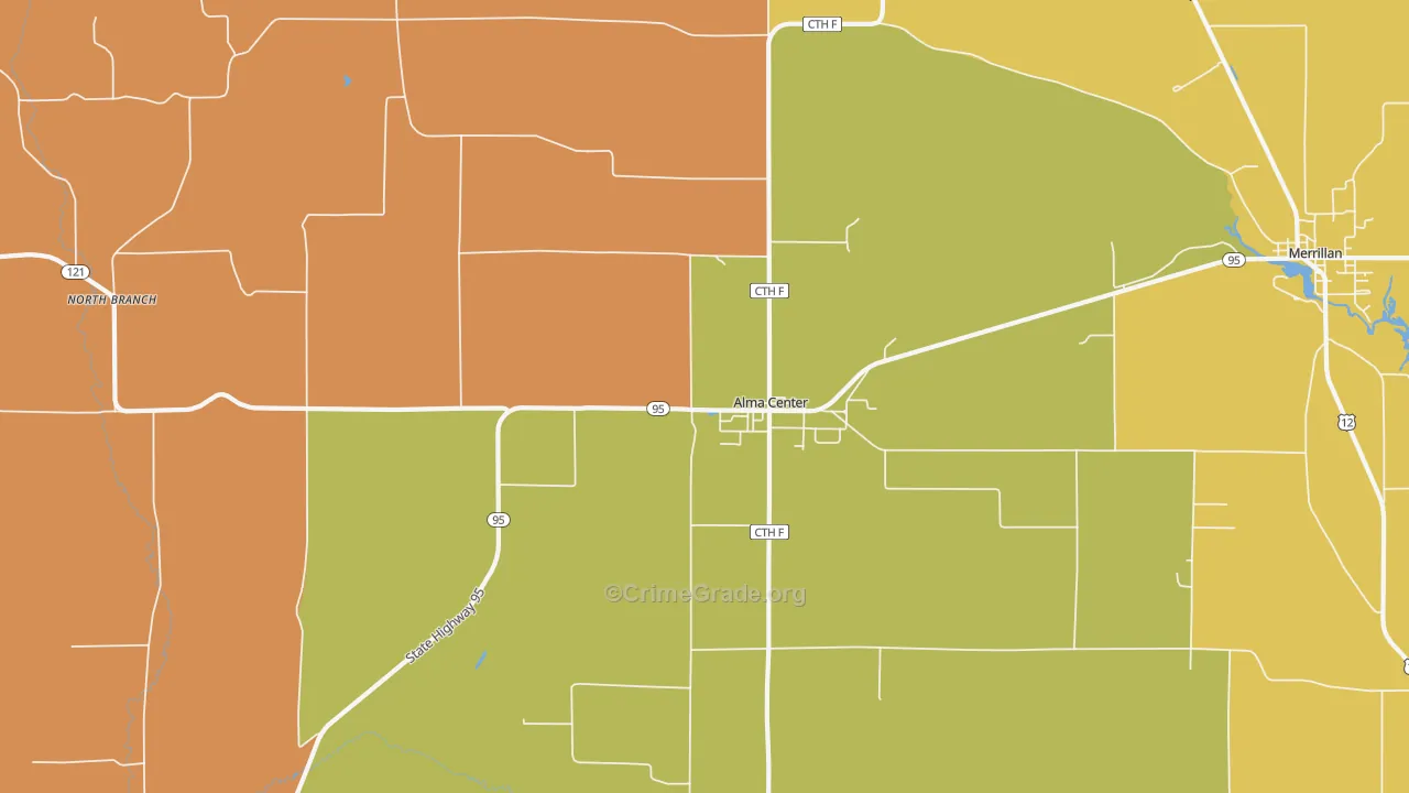 Alma Center, WI Map of Vandalism Rates