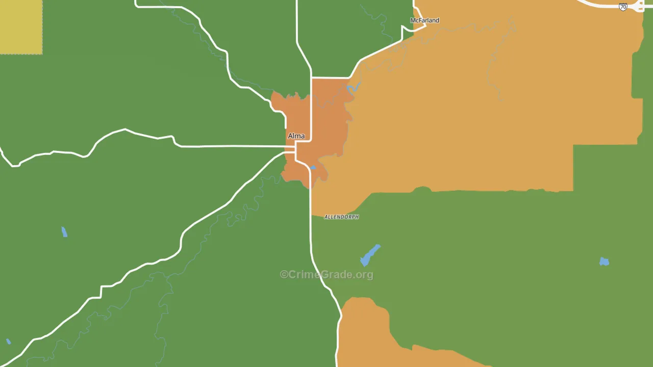 Alma, KS Map of Vandalism Rates