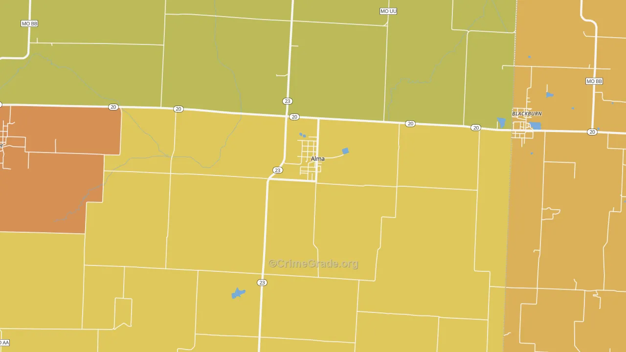 Alma, MO Map of Vandalism Rates