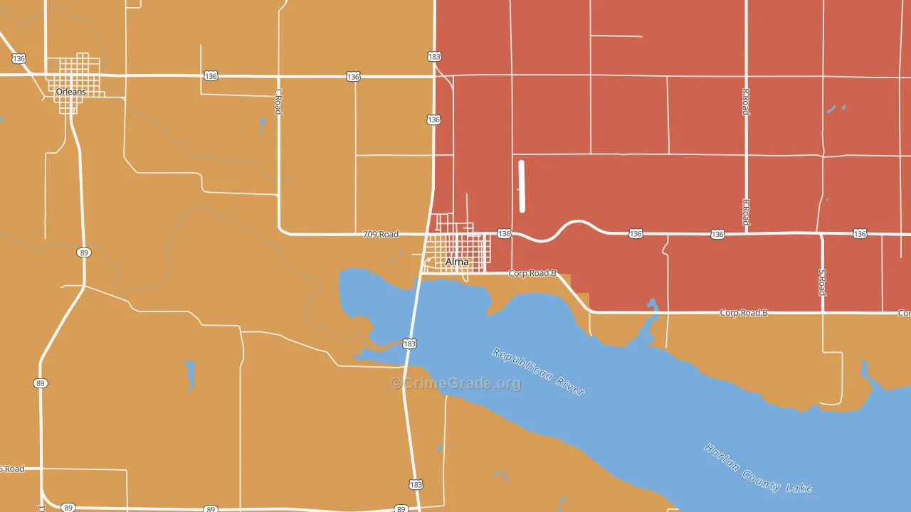 Alma, NE Map of Vandalism Rates