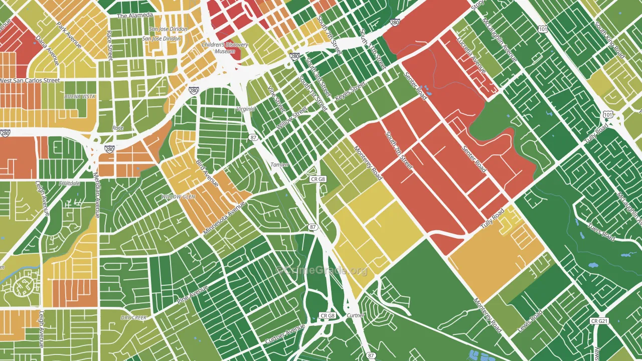 Alma, San Jose, CA Map of Vandalism Rates