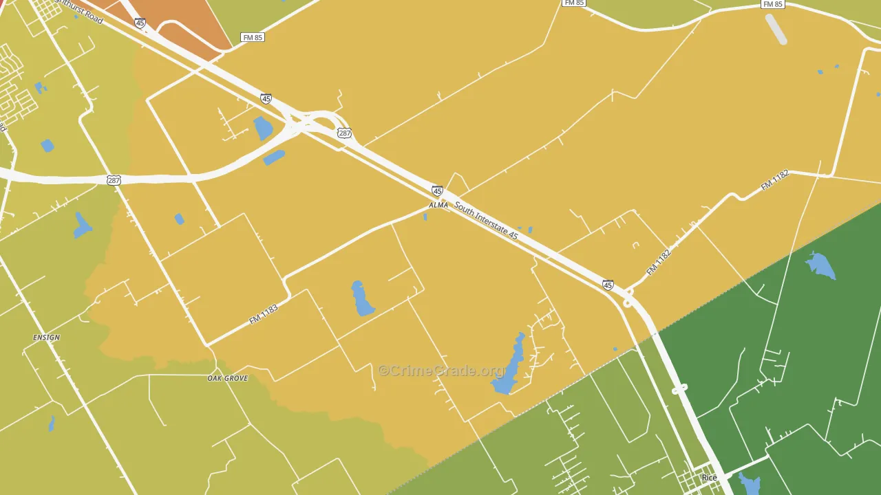 Alma, TX Map of Vandalism Rates