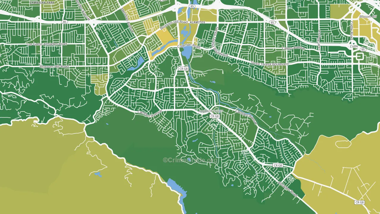 Almaden Valley, San Jose, CA Map of Vandalism Rates