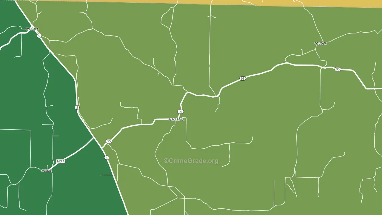 Almartha, MO Map of Vandalism Rates