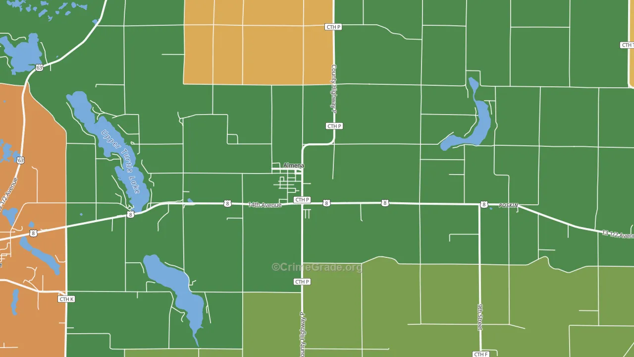 Almena, WI Map of Vandalism Rates