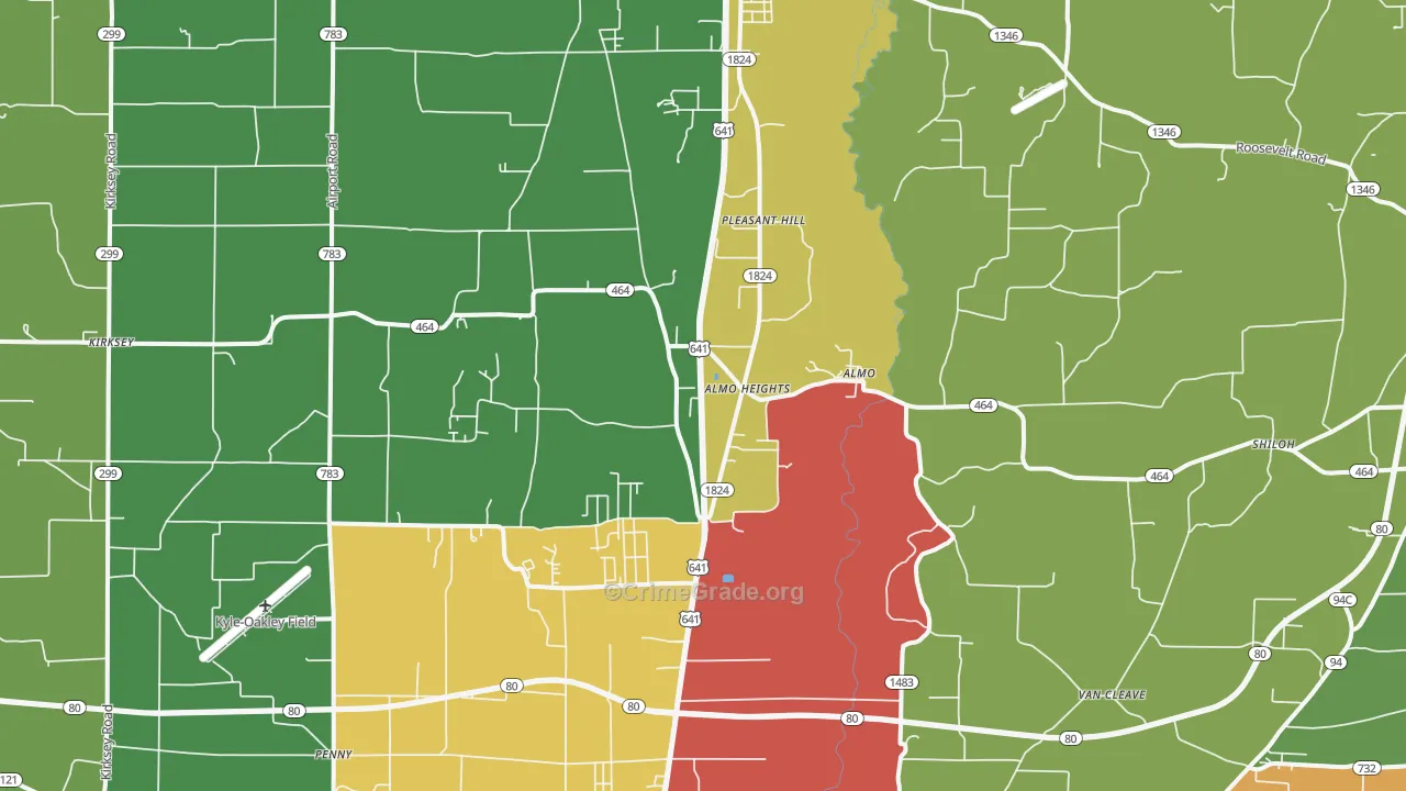 Almo, KY Map of Vandalism Rates