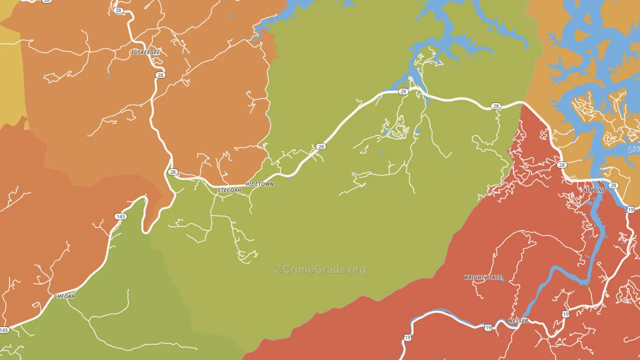 Almond, NC Map of Vandalism Rates