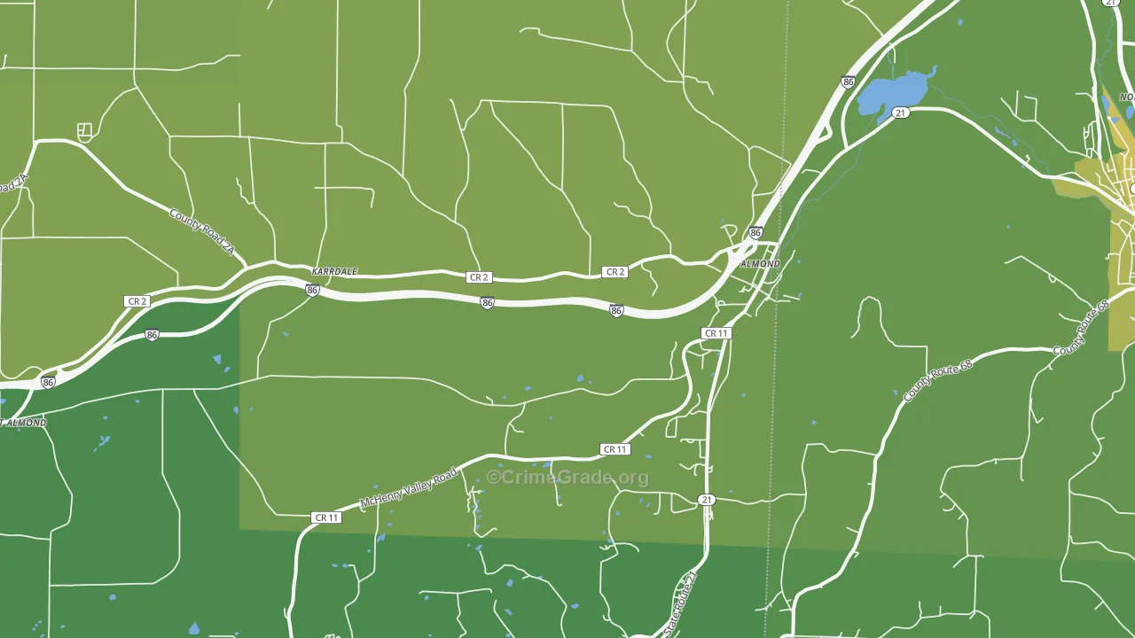 Almond, NY Map of Vandalism Rates