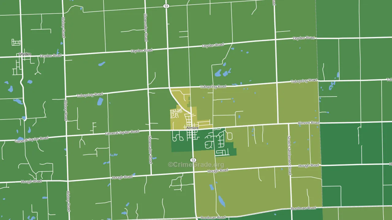 Almont, MI Map of Vandalism Rates