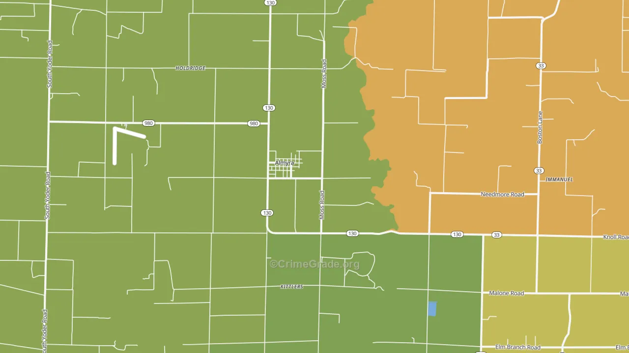 Almyra, AR Map of Vandalism Rates
