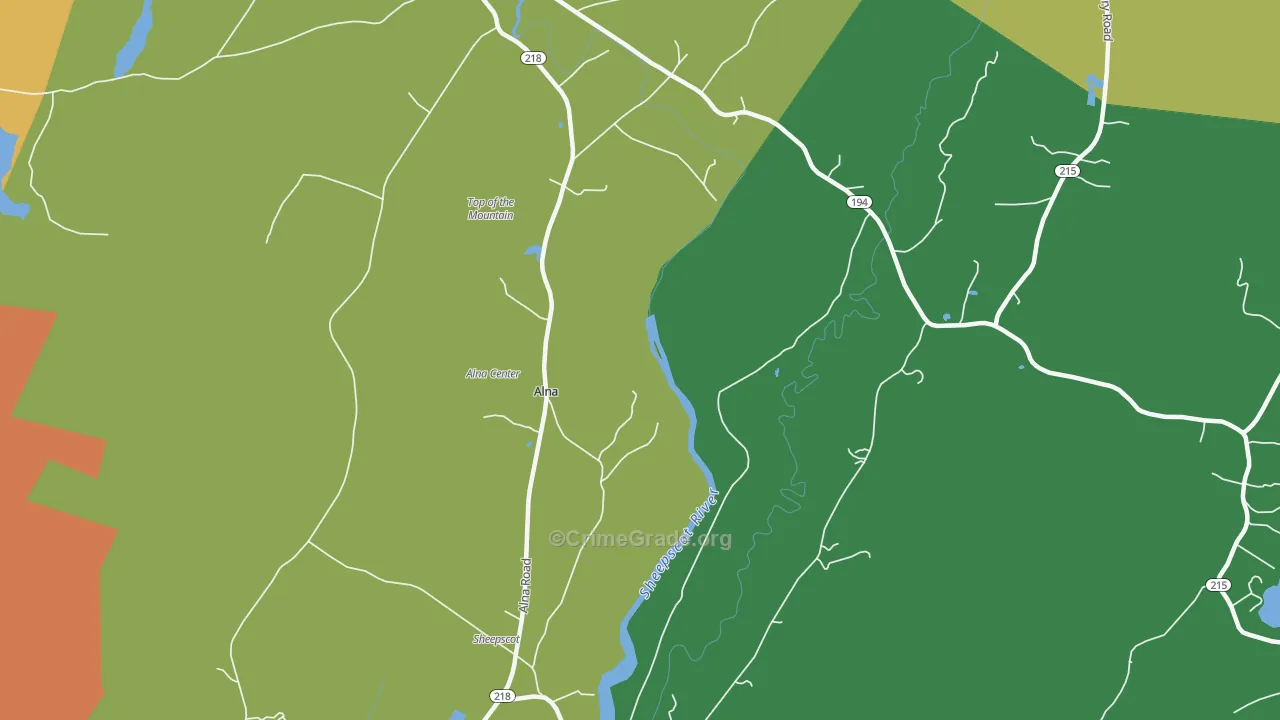 Alna, ME Map of Vandalism Rates