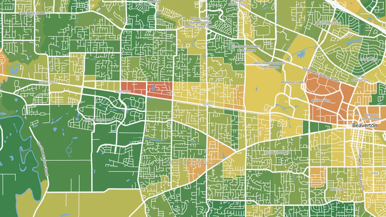 Aloha, OR Map of Vandalism Rates