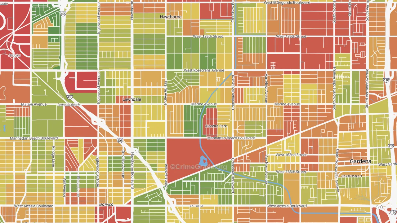 Alondra Park, Lawndale, CA Map of Vandalism Rates