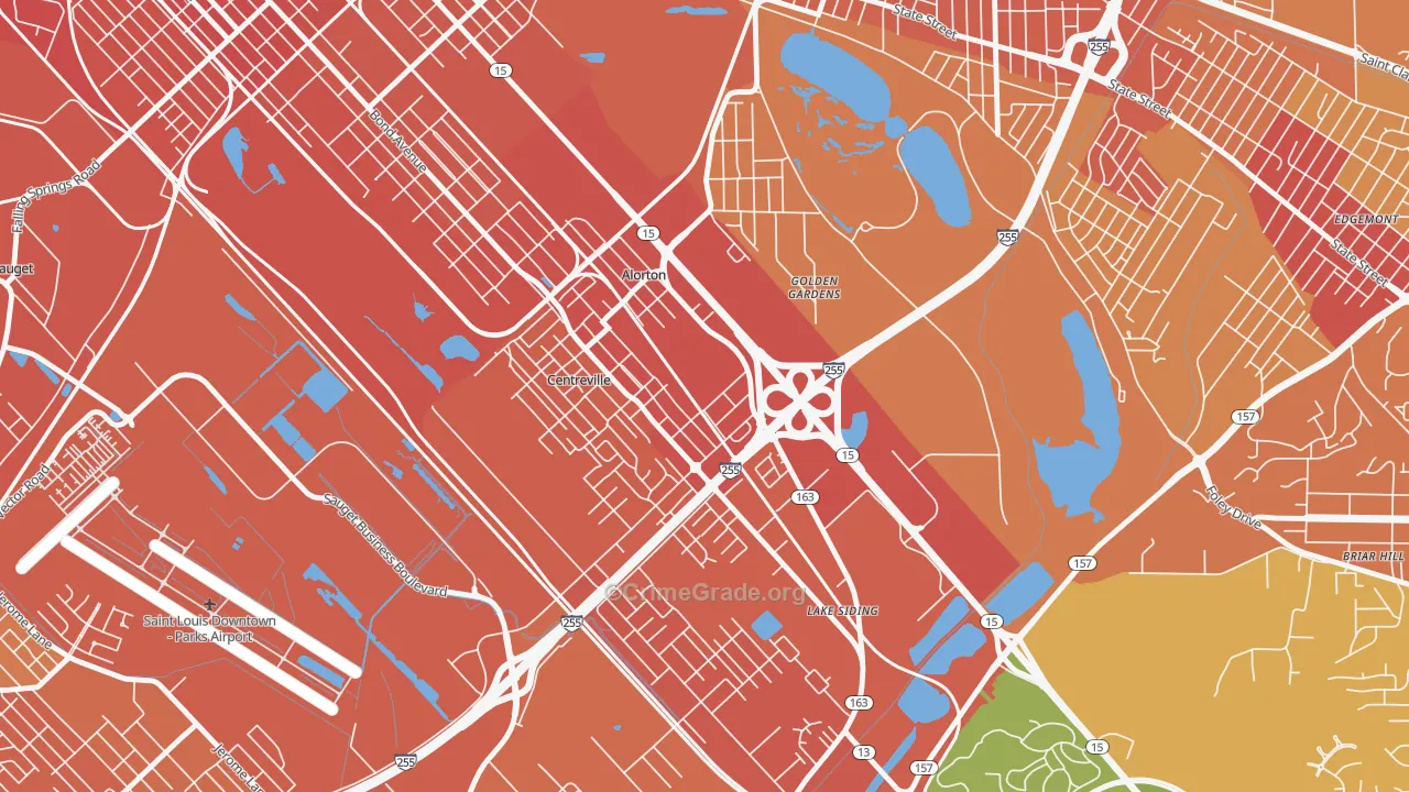 Alorton, IL Map of Vandalism Rates