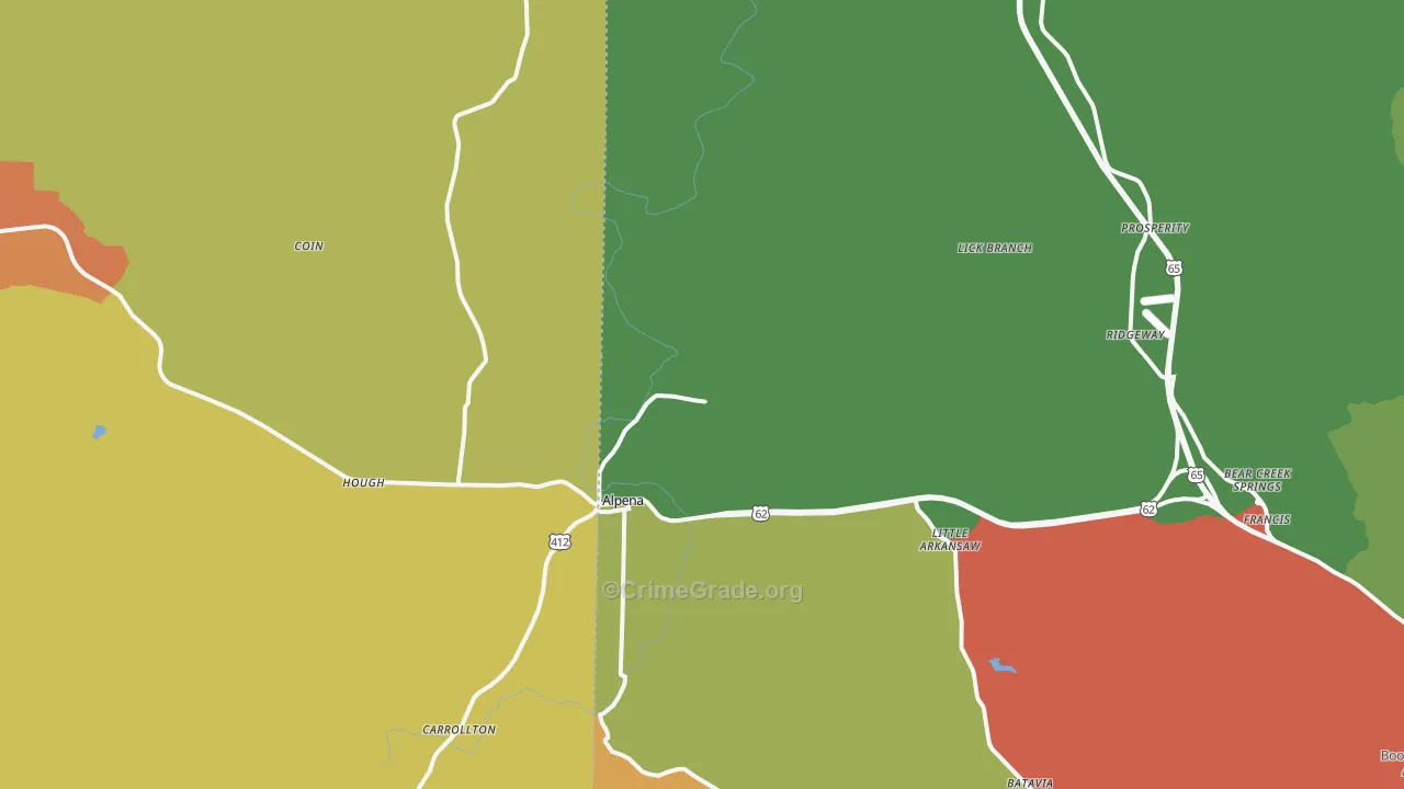 Alpena, AR Map of Vandalism Rates