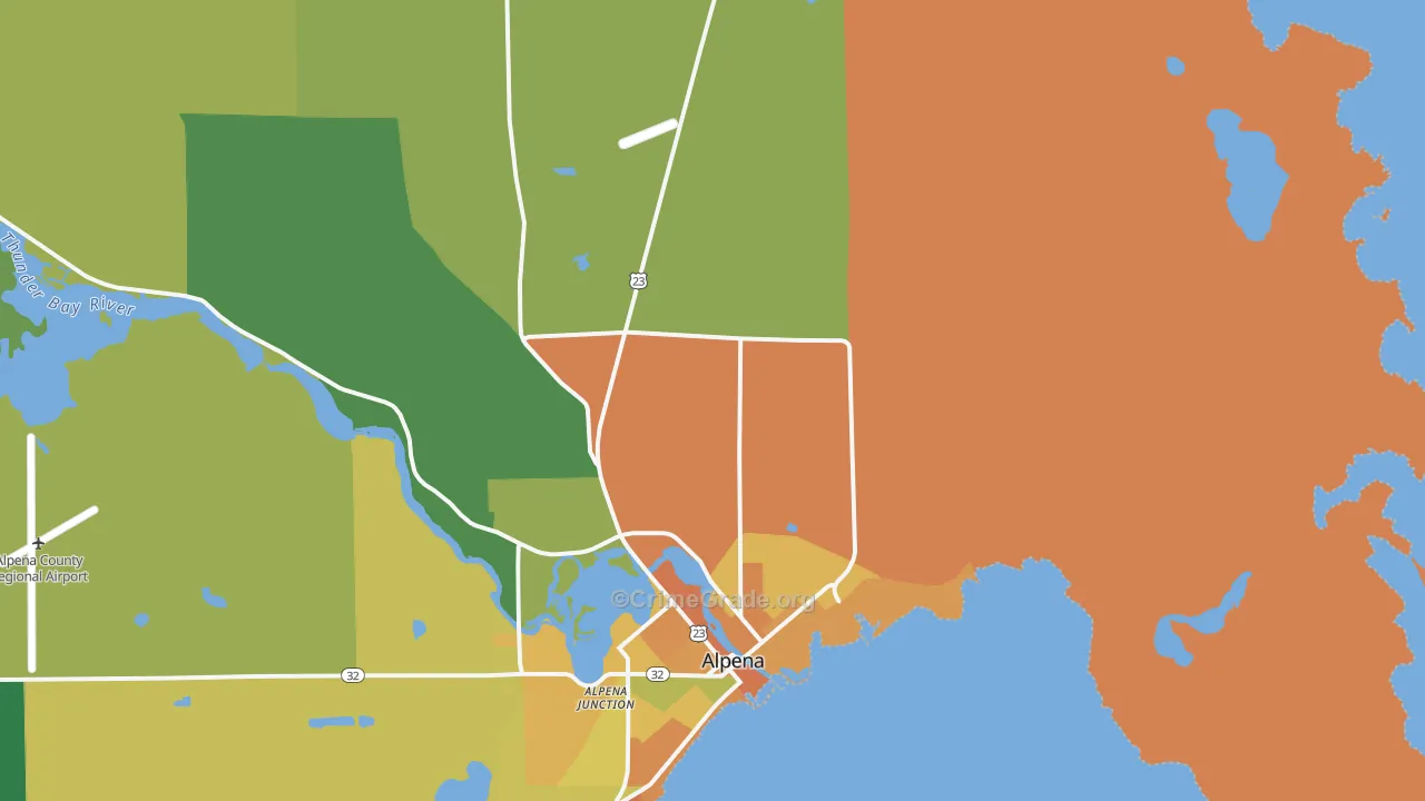 Alpena Junction, MI Map of Vandalism Rates