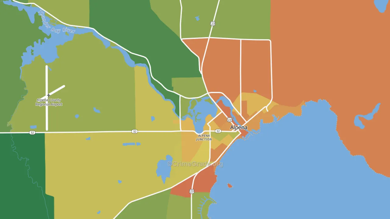 Alpena, MI Map of Vandalism Rates