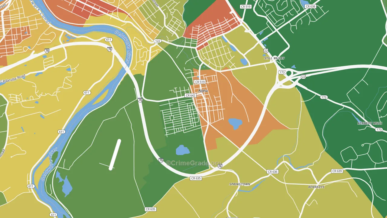 Alpha, NJ Map of Vandalism Rates