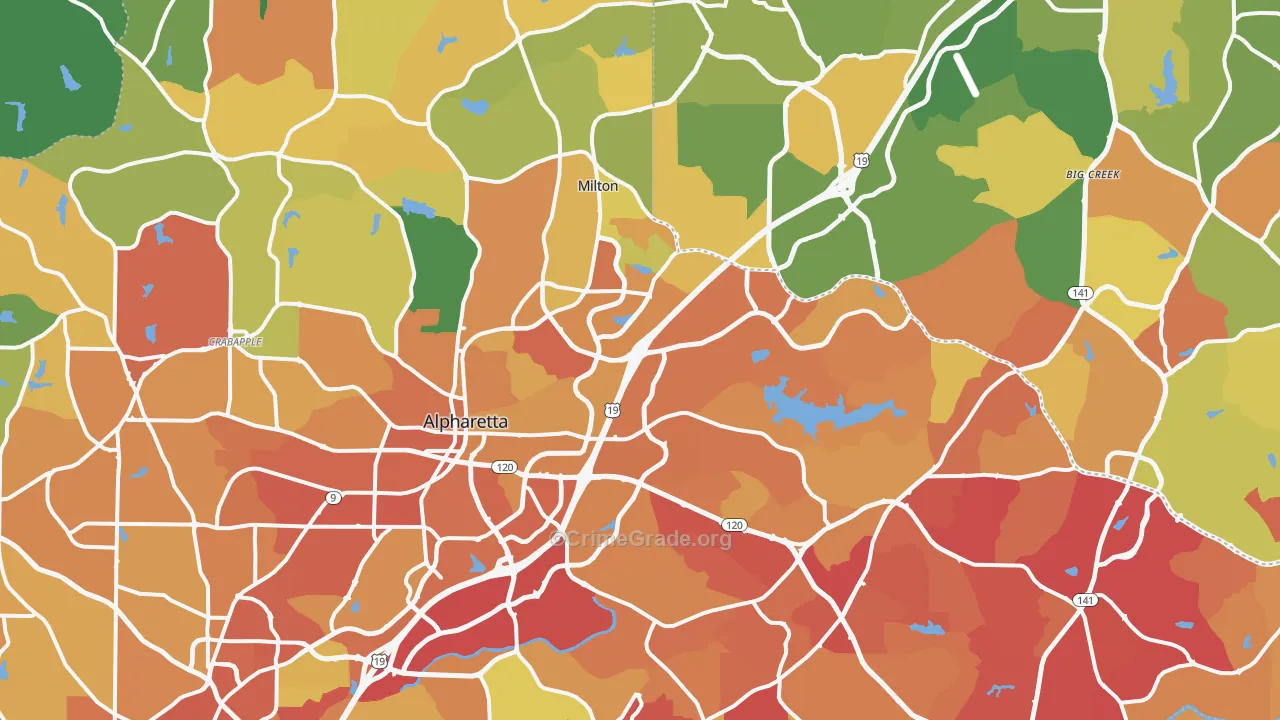Alpharetta, GA Map of Vandalism Rates