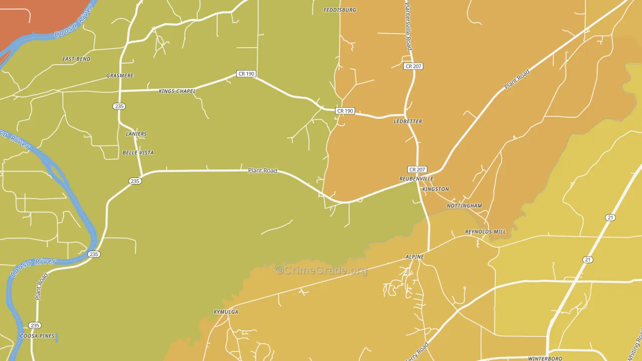 Alpine, AL Map of Vandalism Rates