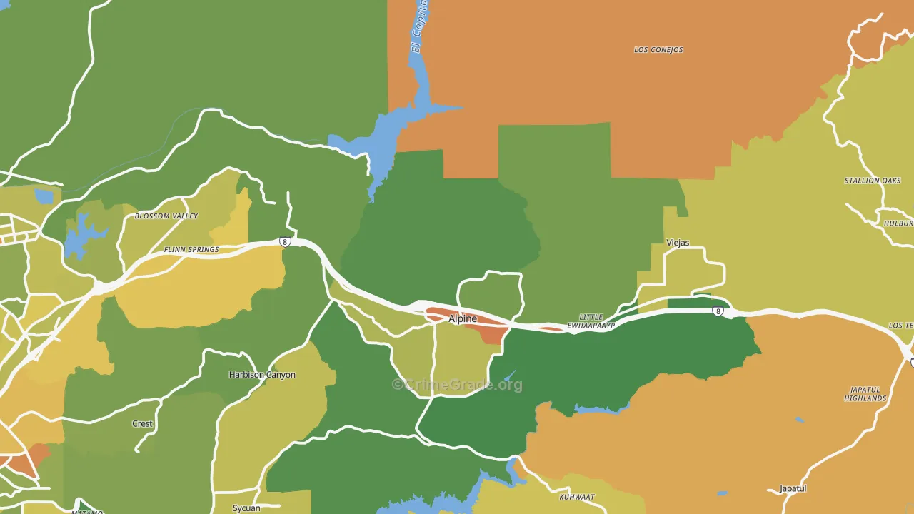 Alpine, CA Map of Vandalism Rates