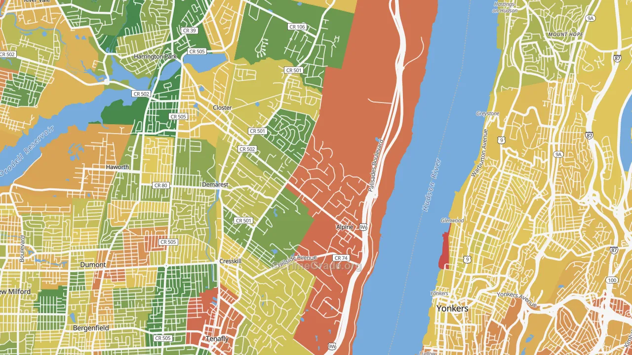 Alpine, NJ Map of Vandalism Rates