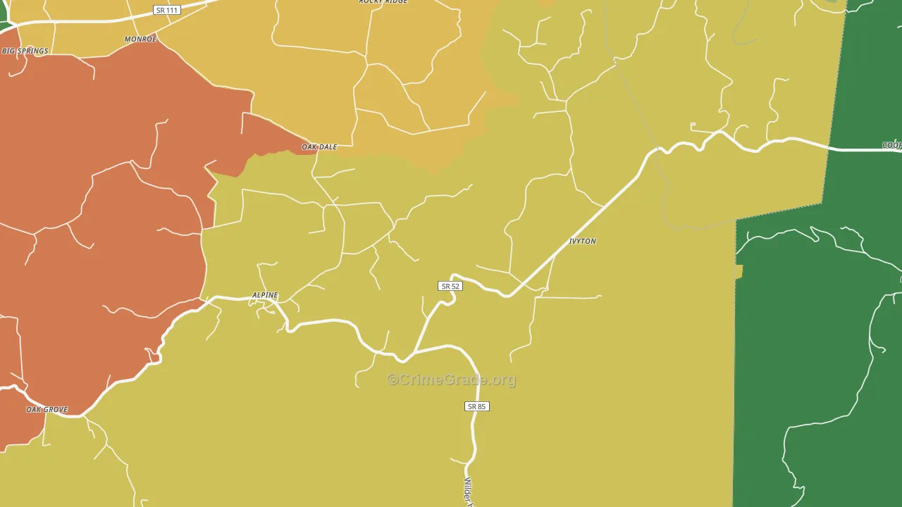 Alpine, TN Map of Vandalism Rates