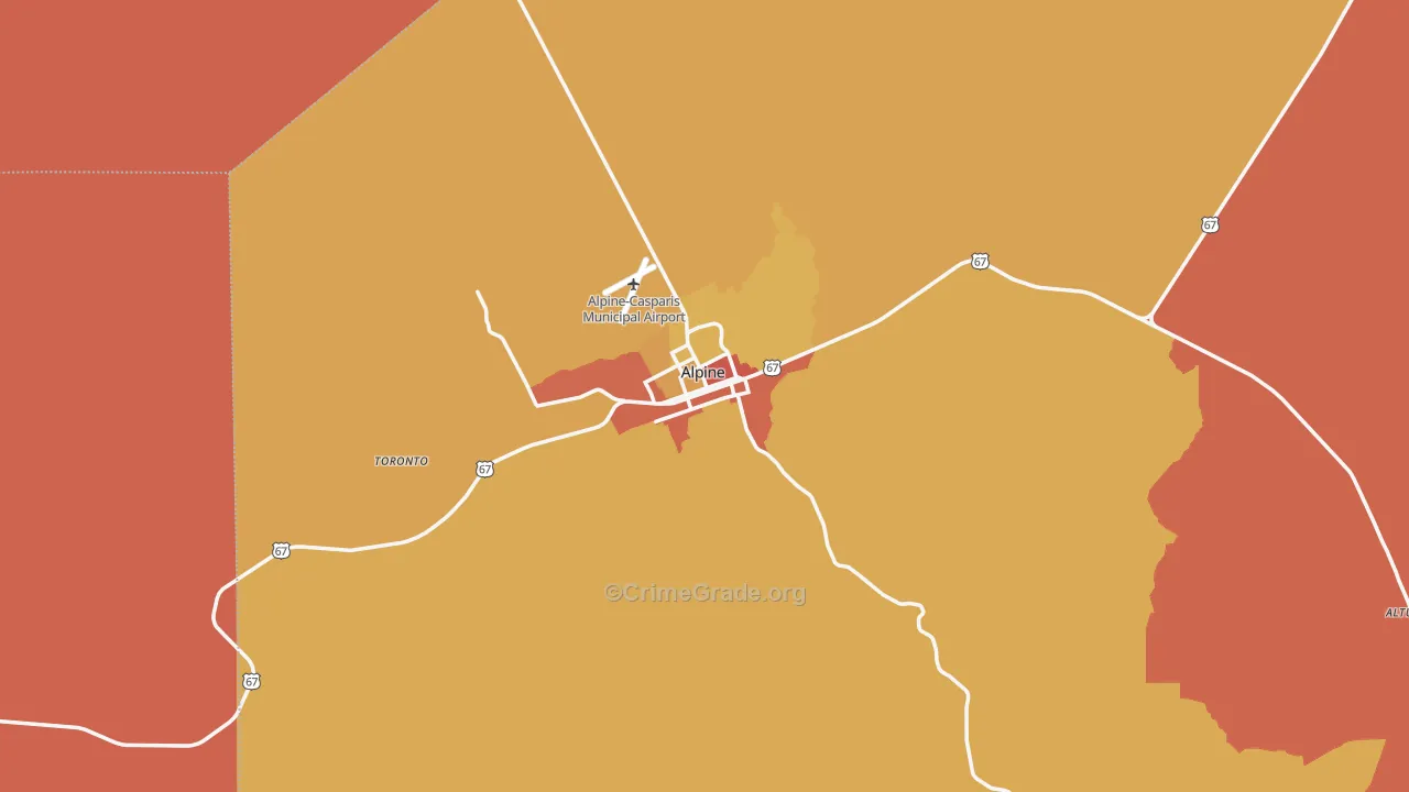 Alpine, TX Map of Vandalism Rates