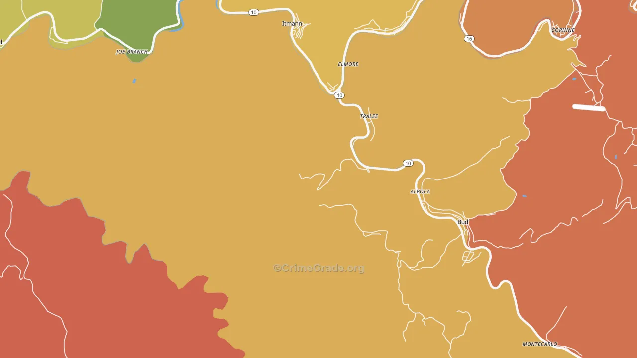 Alpoca, WV Map of Vandalism Rates