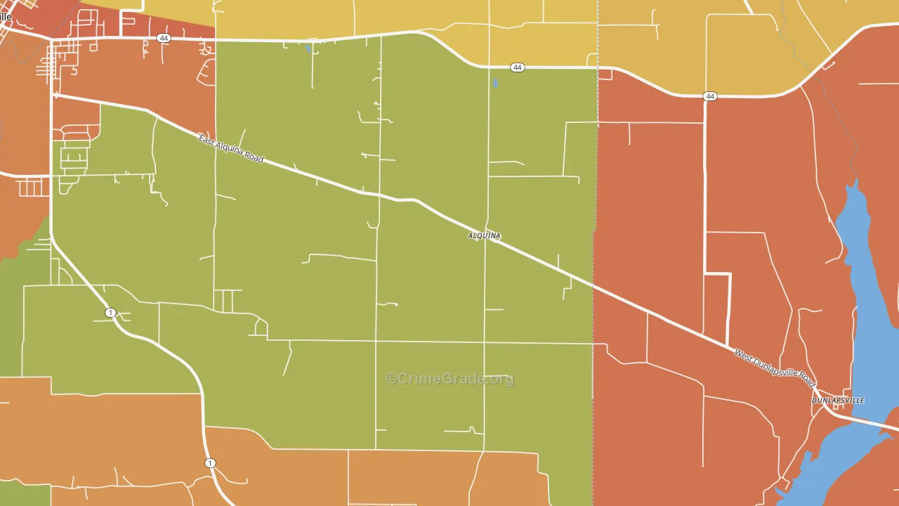 Alquina, IN Map of Vandalism Rates