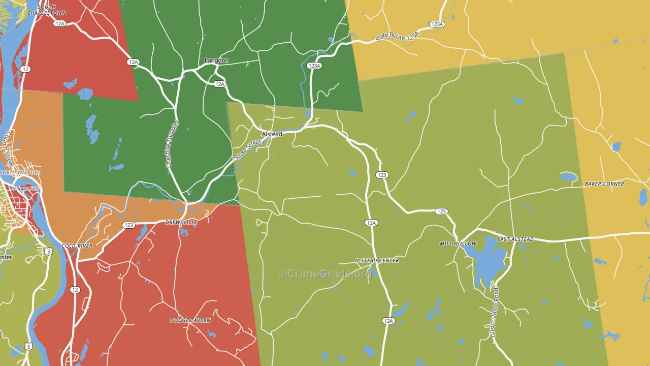 Alstead, NH Map of Vandalism Rates