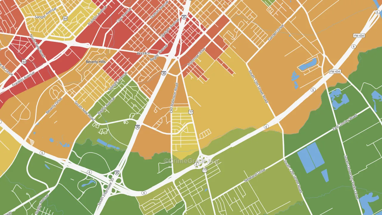 Alta Vista-Waco, Waco, TX Map of Vandalism Rates
