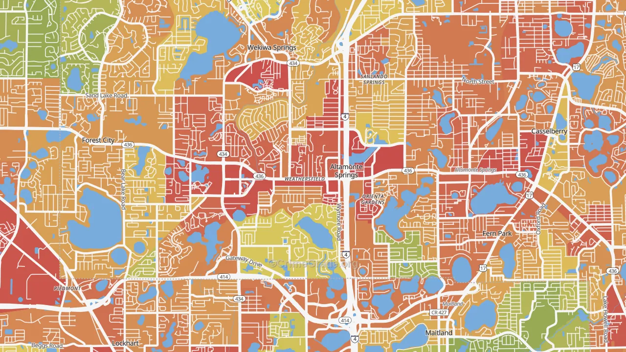 Altamonte Springs, FL Map of Vandalism Rates