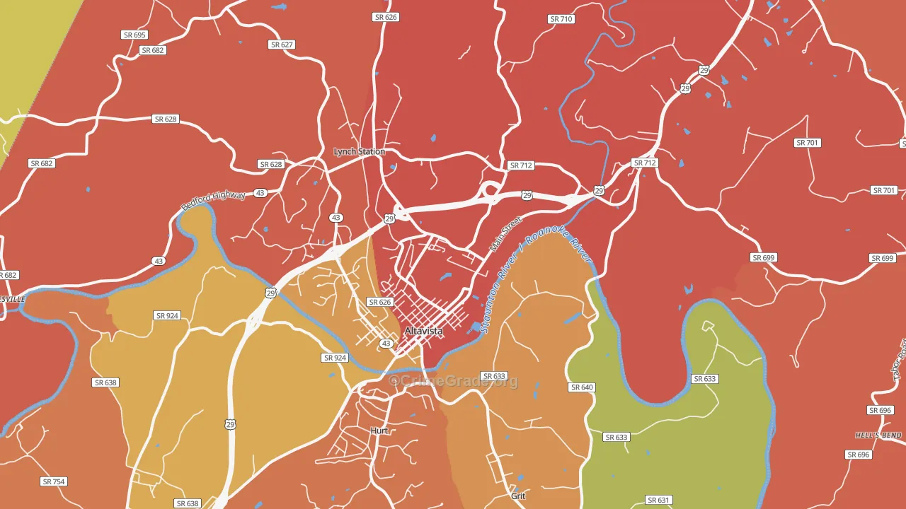 Altavista, VA Map of Vandalism Rates