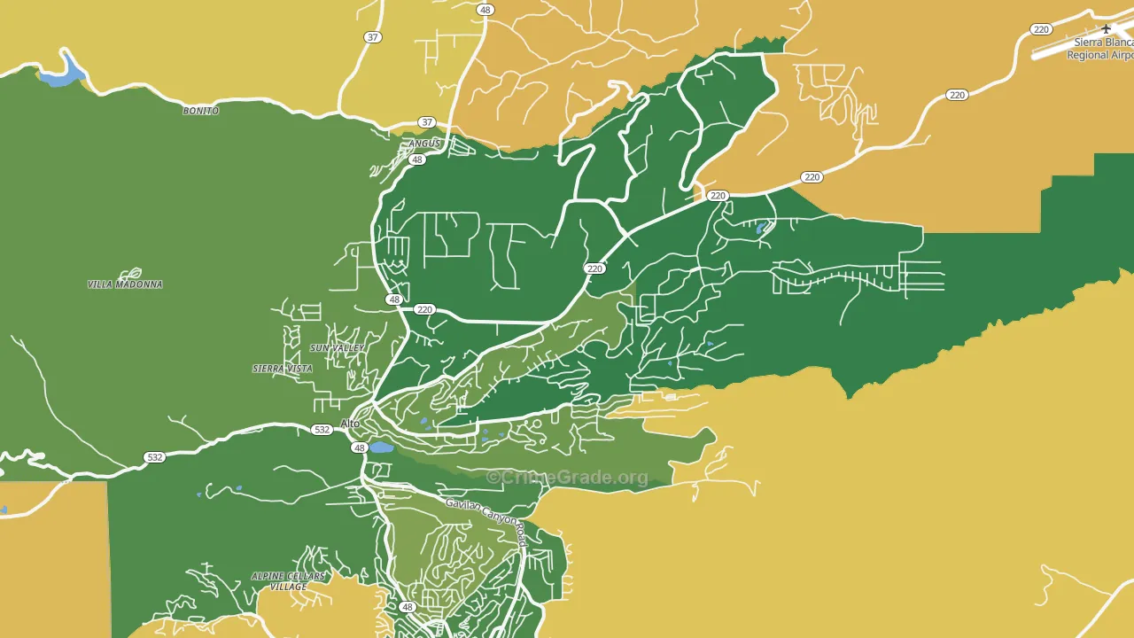 Alto, NM Map of Vandalism Rates