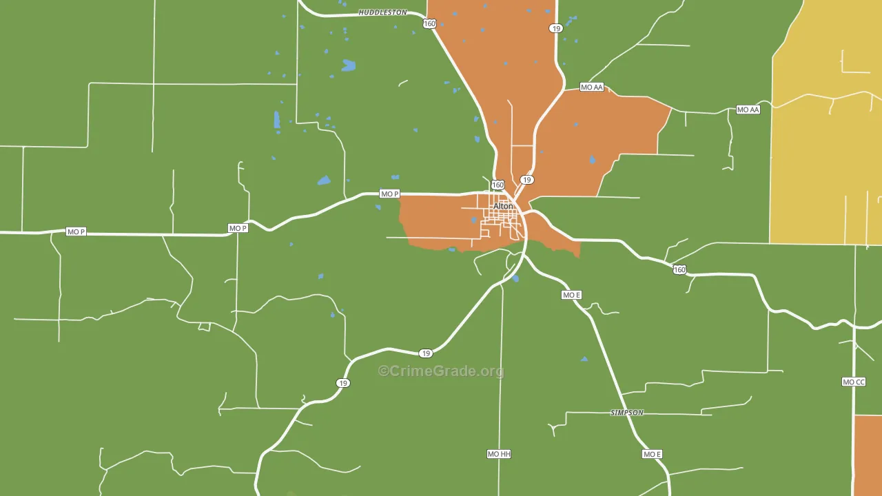 Alton, MO Map of Vandalism Rates