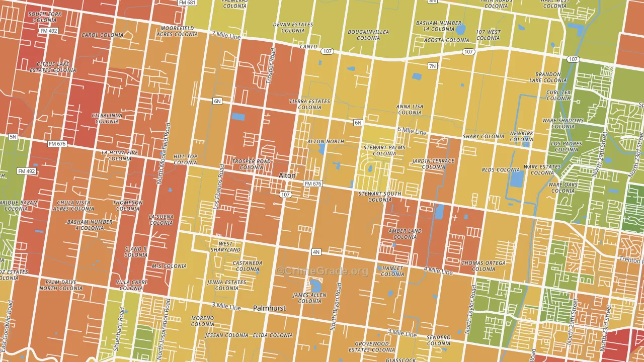 Alton, TX Map of Vandalism Rates
