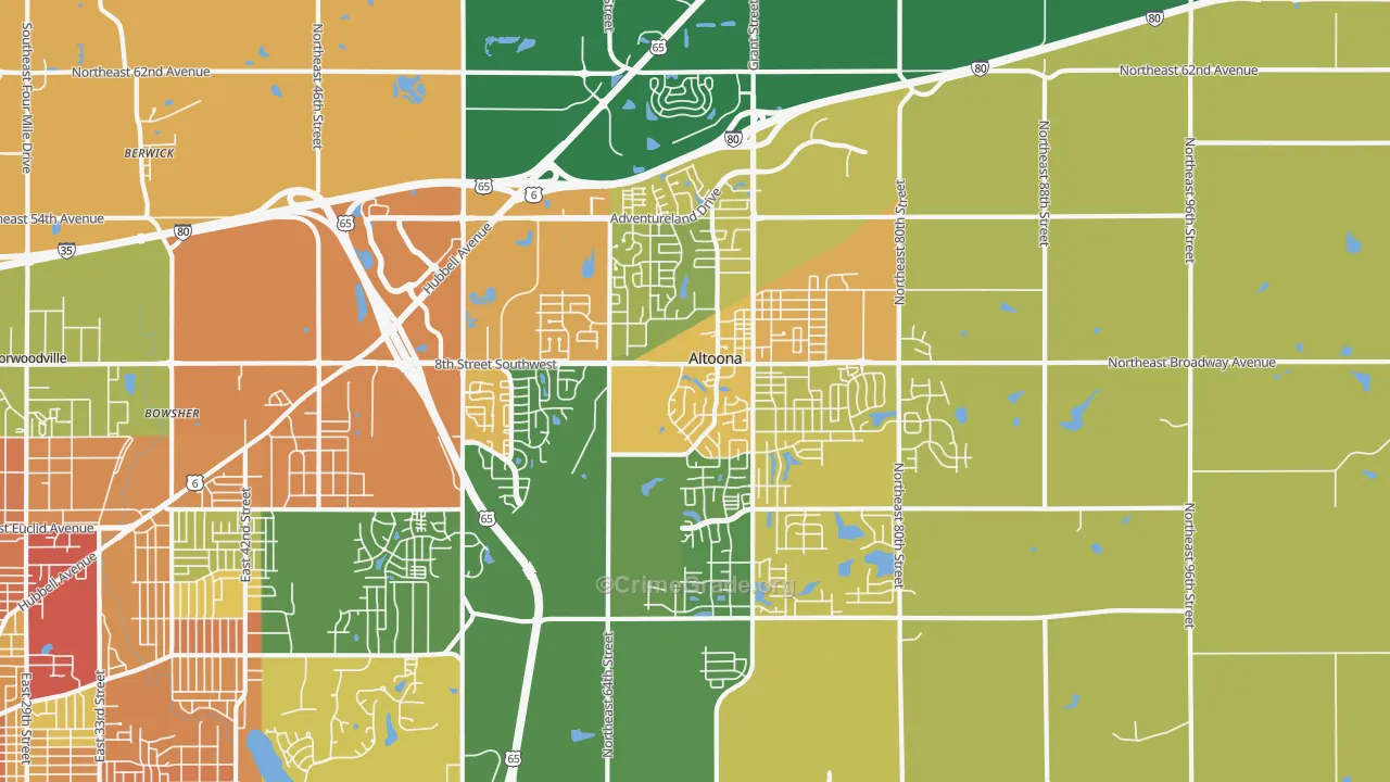 Altoona, IA Map of Vandalism Rates