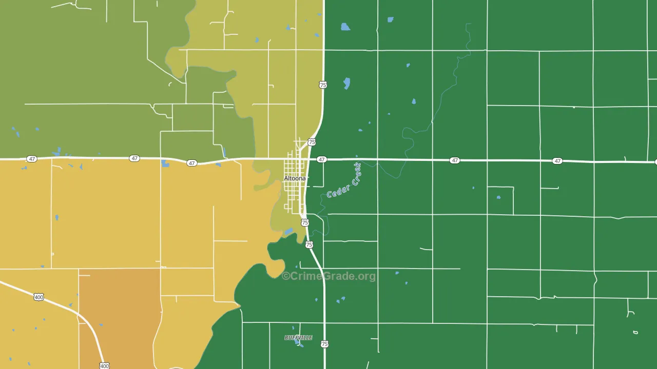 Altoona, KS Map of Vandalism Rates