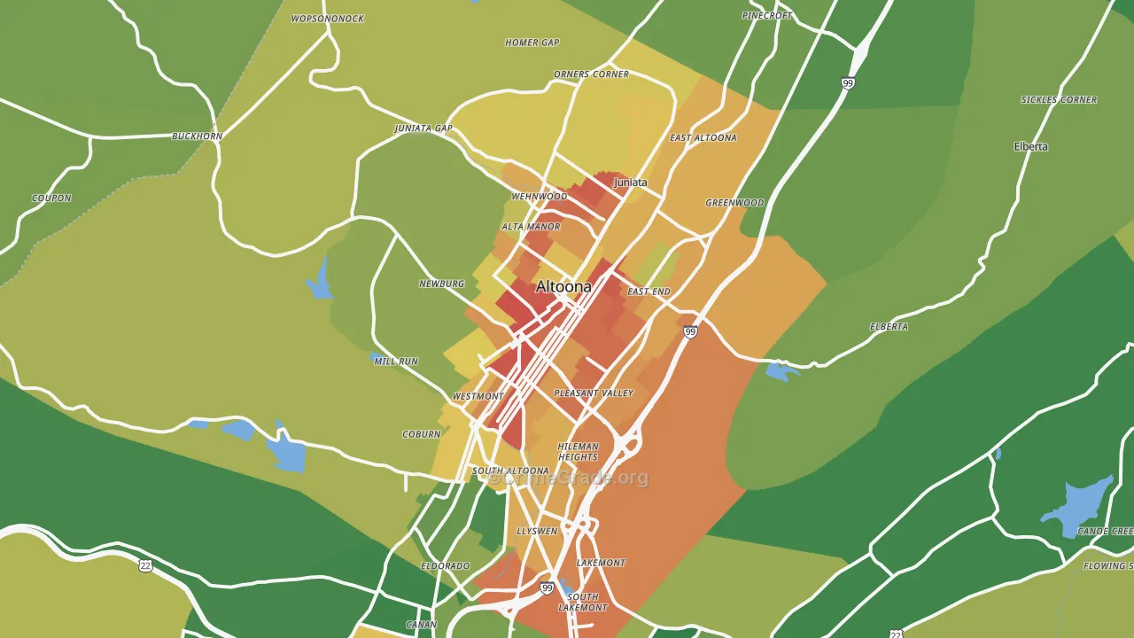 Altoona, PA Map of Vandalism Rates