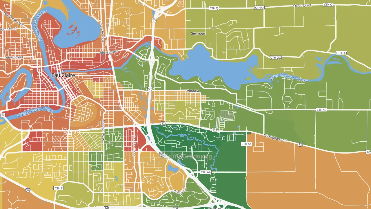 Altoona, WI Map of Vandalism Rates