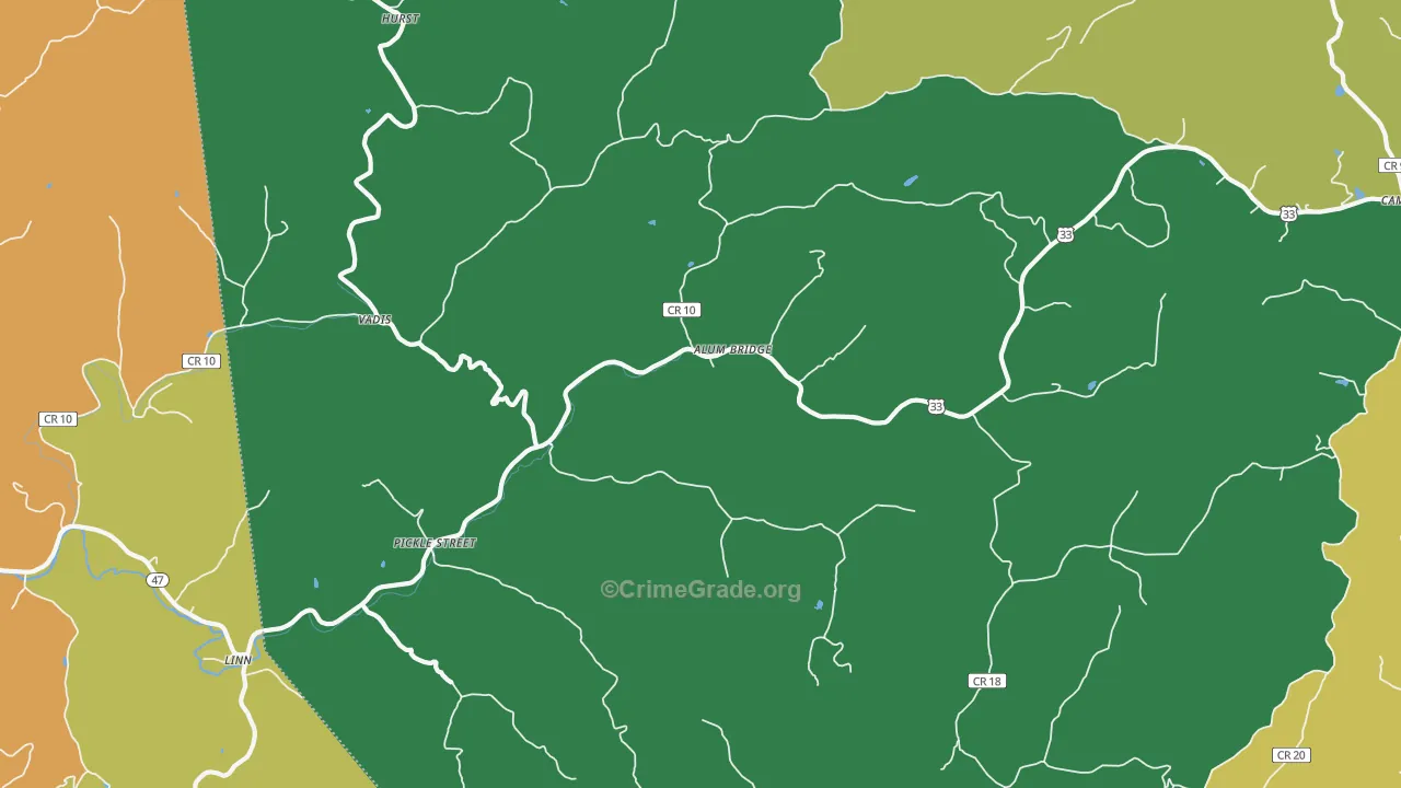 Alum Bridge, WV Map of Vandalism Rates